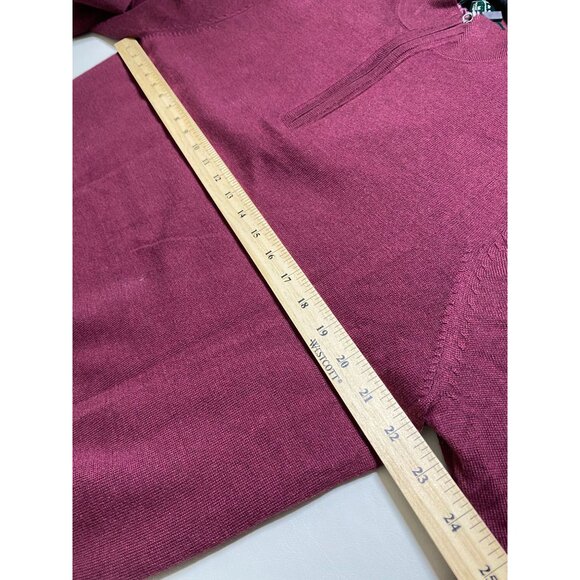 Fairway & Greene Italian Merino Wool Burgundy Quarter Zip Sweater Size Medium - Picture 6 of 16